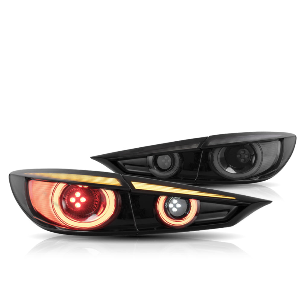 Full LED Tail Lights for Mazda 3 Axela Sedan 2014-2018 (Sequential Turn Signals w/ Dynamic Welcome Lighting)