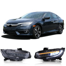Carica l'immagine nel visualizzatore di Gallery, Headlight Assemblies Compatible with 16 17 18 2019 Civic Headlamps Black Housing Clear Lens