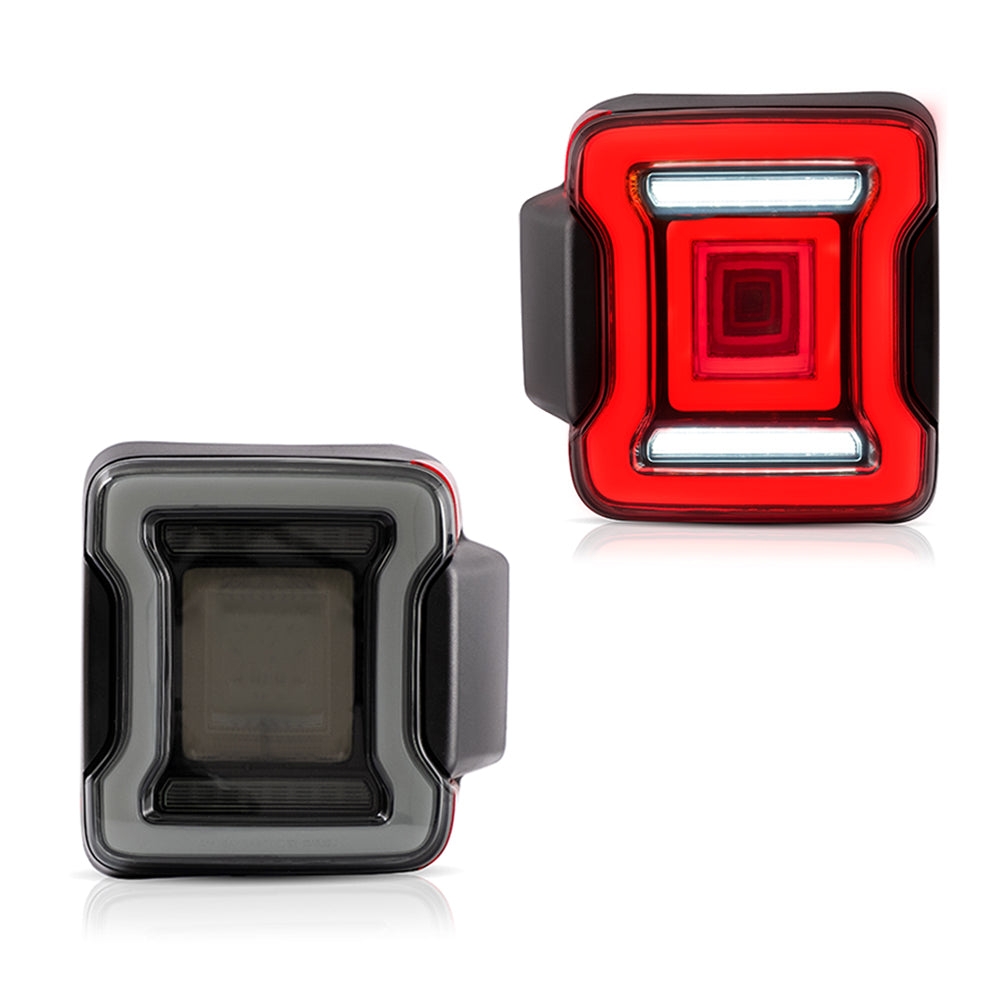 Vland Carlamp Tail Lights for Jeep Wrangler 2018-2021 with Dynamic Animation and Dual Reverse Lights ( Not Fit JK)  Smoked Lens