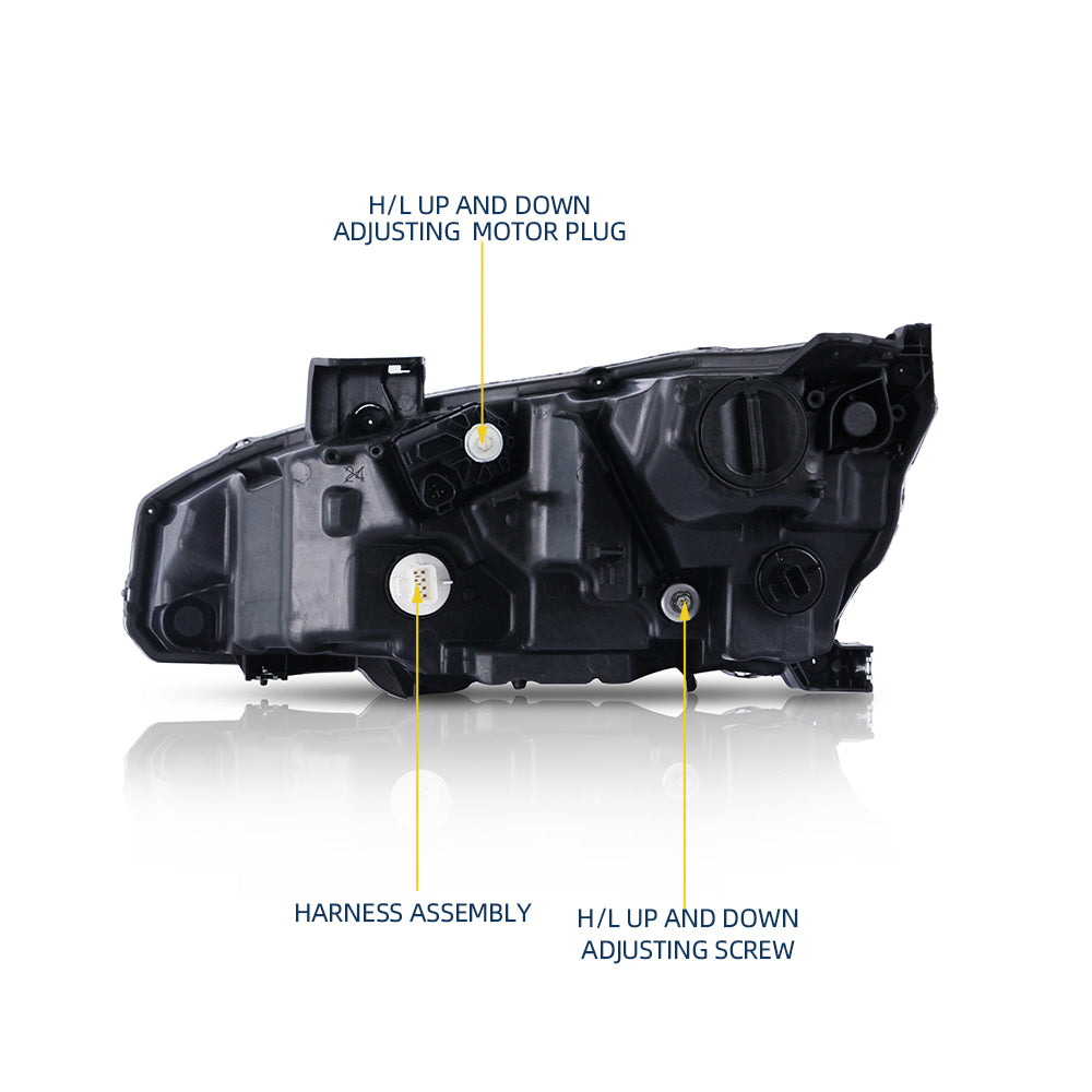 Headlight Assemblies Compatible with 16 17 18 2019 Civic Headlamps Black Housing Clear Lens