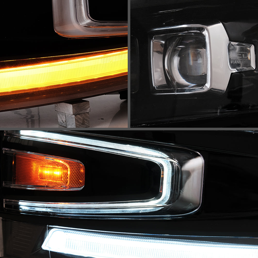 VLAND Projektor-LED-Scheinwerfer passend für 2007–2014 Silverado 1500 2500 HD 3500 HD