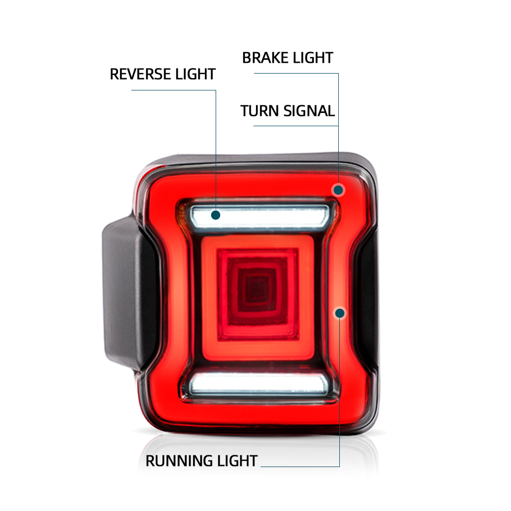 Vland Carlamp Tail Lights for Jeep Wrangler 2018-2021 with Dynamic Animation and Dual Reverse Lights ( Not Fit JK)  Smoked Lens