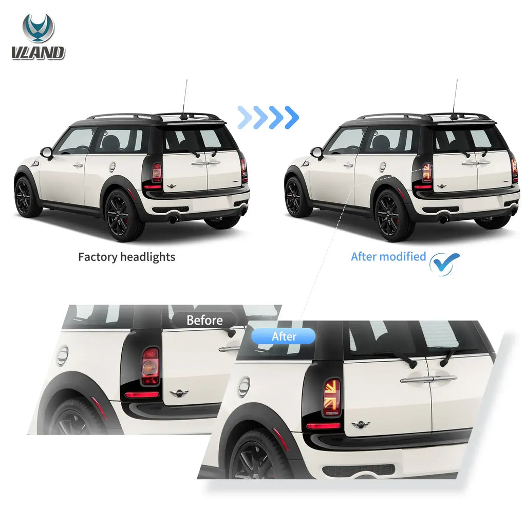 Vland LED Union Jack Tail Lights For Mini R55 Clubman 2007-2013 [E-mark]