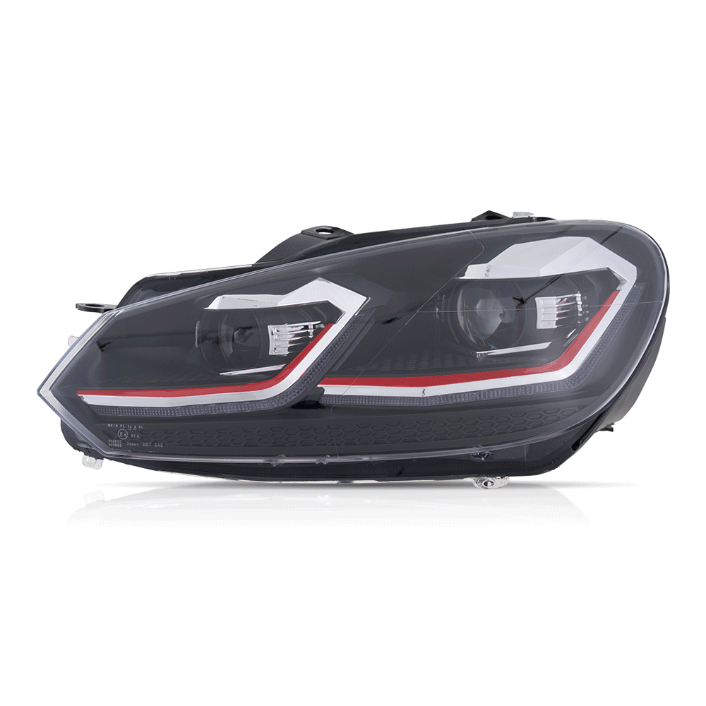 08-14 VW Golf Mk6 Vland Full LED Headlights MK7.5 Style