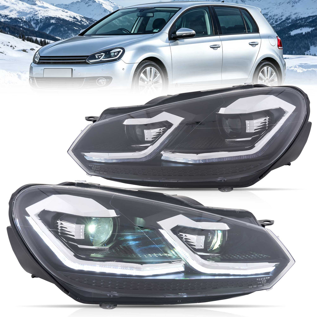 08-14 VW Golf Mk6 Vland Full LED Headlights MK7.5 Style