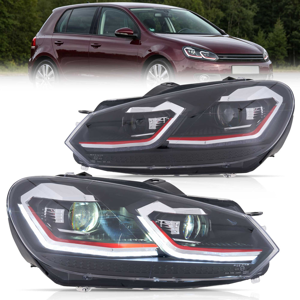 08-14 VW Golf Mk6 Vland Full LED Headlights MK7.5 Style