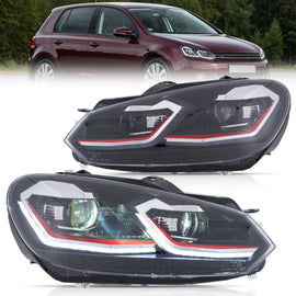 08-14 VW Golf Mk6 Vland Full LED Headlights MK7.5 Style
