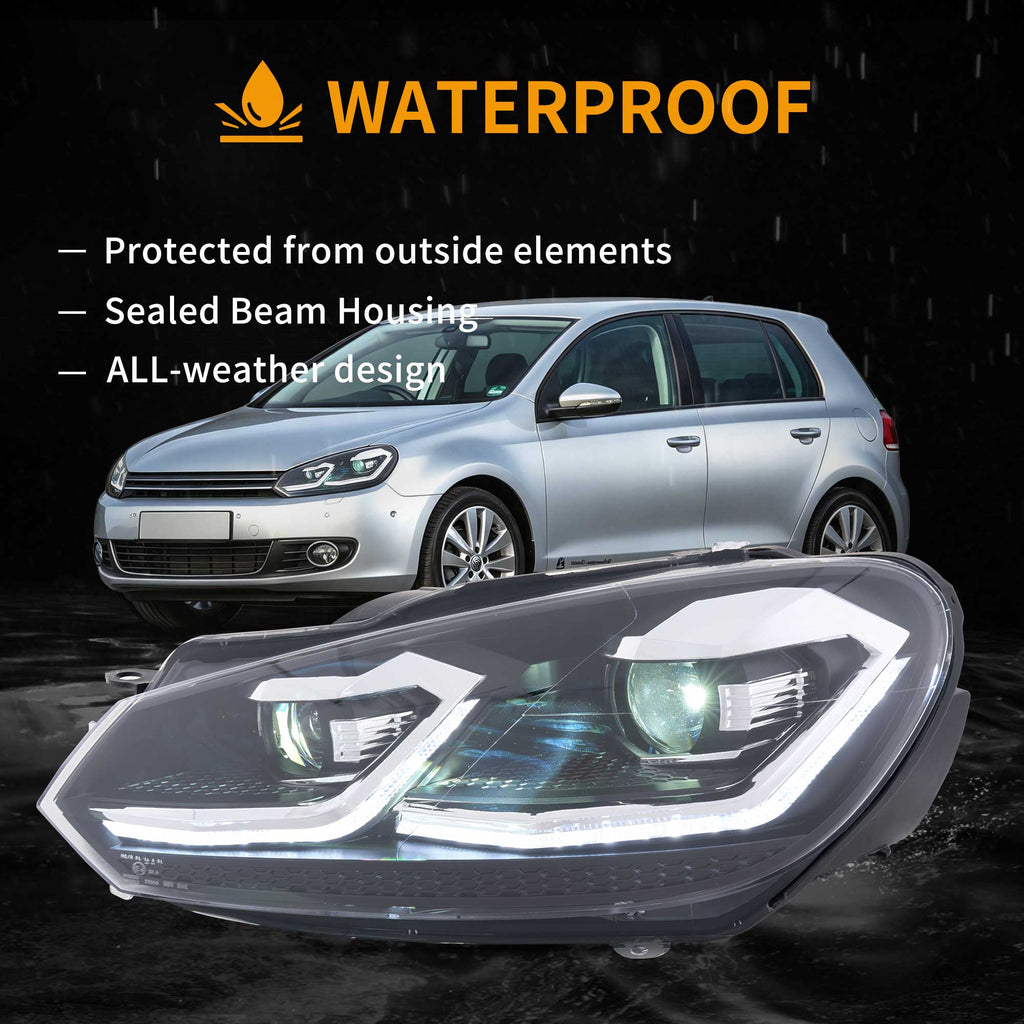 08-14 VW Golf Mk6 Vland Full LED Headlights MK7.5 Style