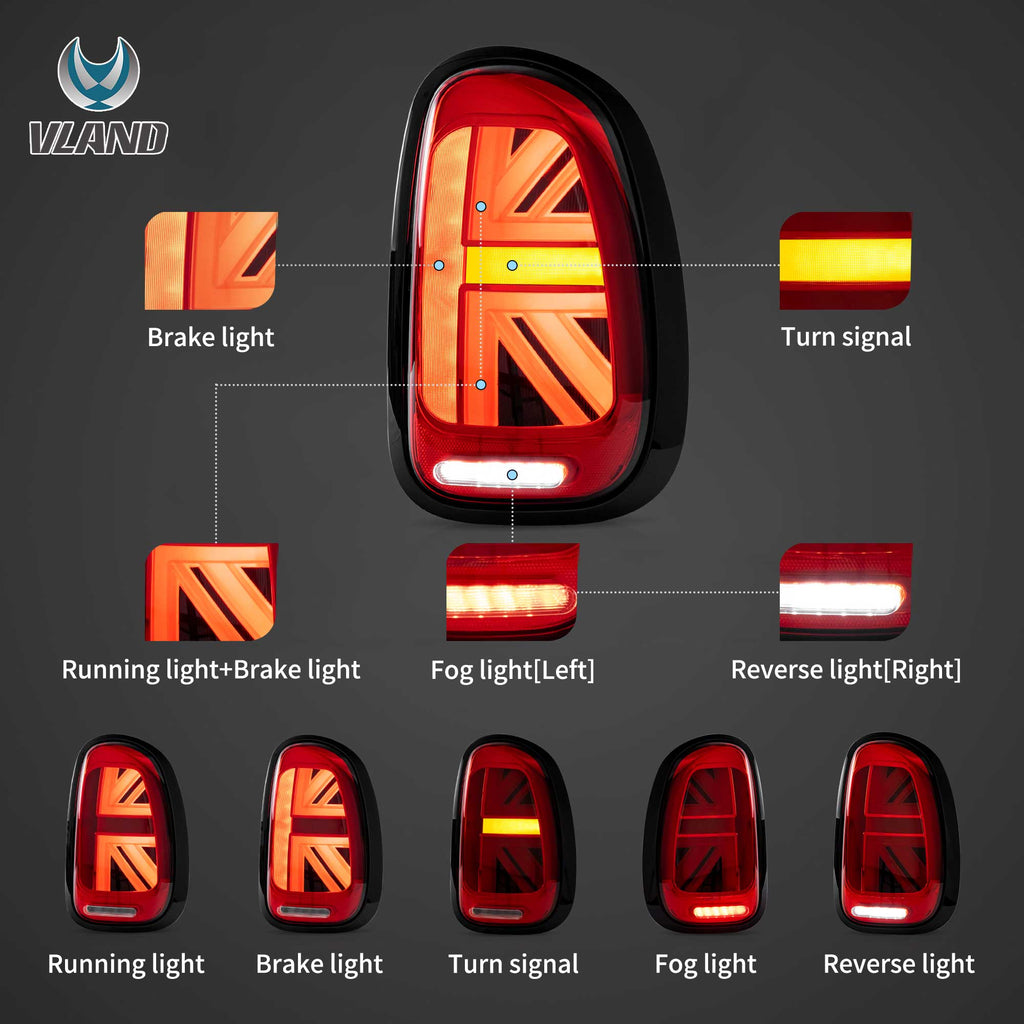 10–16 Mini Cooper Countryman R60 Vland LED-Rückleuchten mit dynamischer Willkommensbeleuchtung [E-Zeichen]