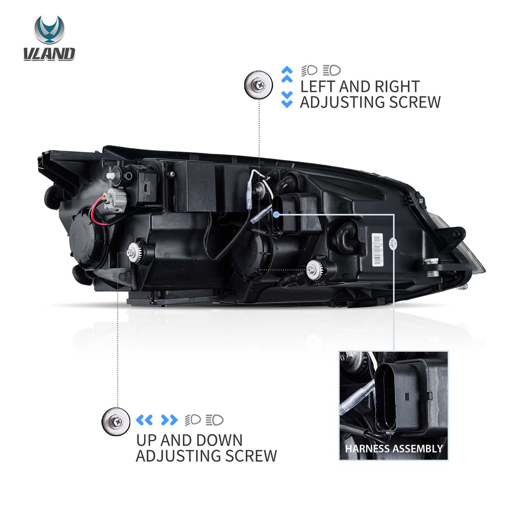 VLAND LED-Scheinwerfer für Volkswagen VW Golf 7 / MK7 2014-2017 (NICHT passend für Golf GTI- und Golf R-Modelle) 