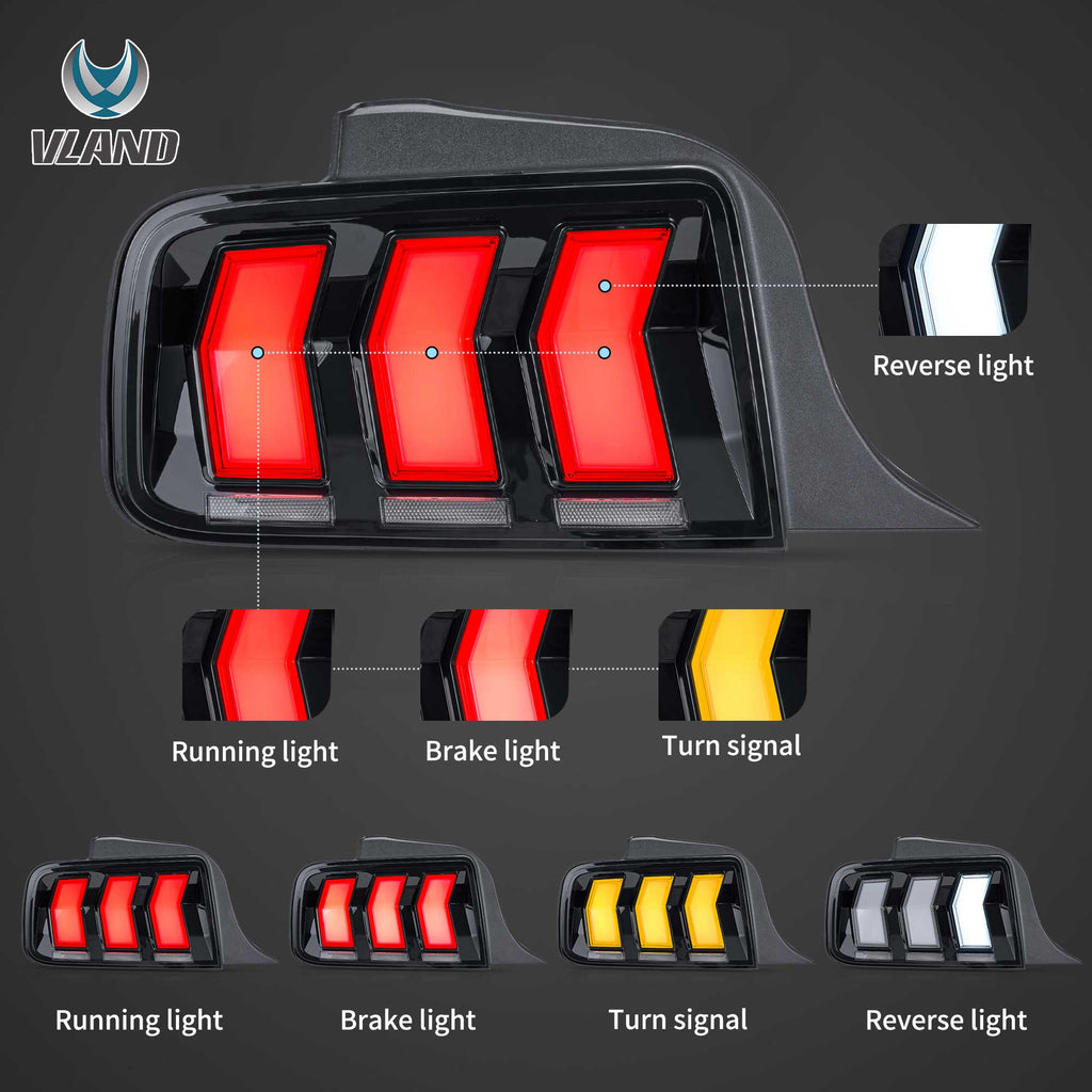 2005-2009 Ford Mustang 5th Gen S197 Vland LED Tail Lights