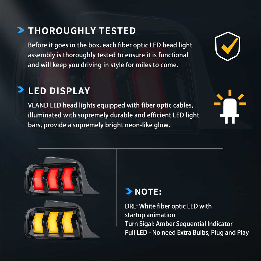 2005-2009-Ford-Mustang-5th-Gen-S197-Vland-LED-Tail-Lights-Amber-Sequential-Turn-Signal-YHB-YM-8096-TM1YC_8