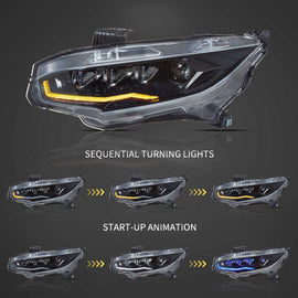 Honda Civic 10 Sedan/Coupe/Hatchback/Type R 2016-2021 Vland LED Headlights