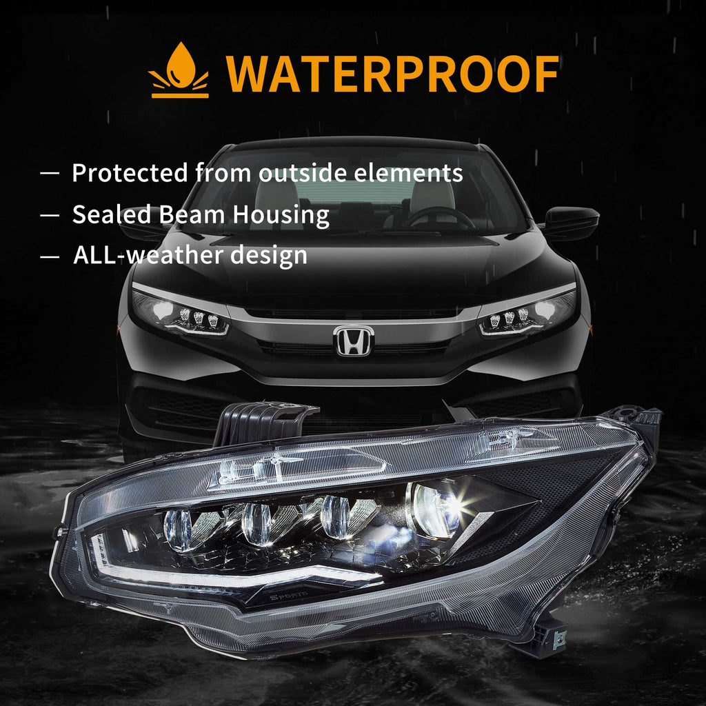 Honda Civic 10 Sedan/Coupe/Hatchback/Type R 2016-2021 Vland LED Headlights