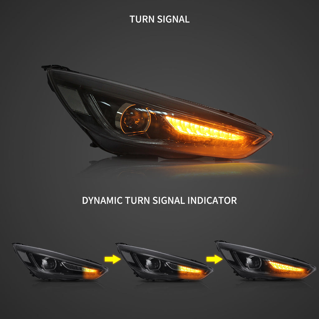 VLAND LED Headlights Fit For 15-18 Ford Focus MK3 ST RS A Pair