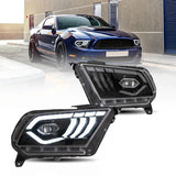 10-14 Ford Mustang 5th Gen Facelifted Vland LED Dual Beam Projector HeadLights Black