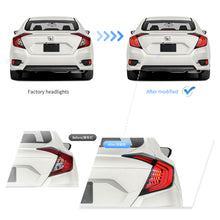 Cargar imagen en el visor de la galería, 16-21 Honda Civic 10th Gen Sedan Vland LED Tail Lights with Amber Turn Signal
