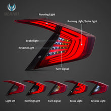 Cargar imagen en el visor de la galería, 16-21 Honda Civic 10th Gen Sedan Vland LED Tail Lights with Amber Turn Signal