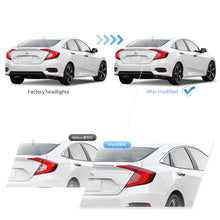 Cargar imagen en el visor de la galería, 16-21 Honda Civic 10th Gen Sedan Vland LED Tail Lights with Amber Turn Signal