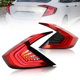 16-21 Honda Civic 10th Gen Sedan Vland LED Tail Lights with Amber Turn Signal
