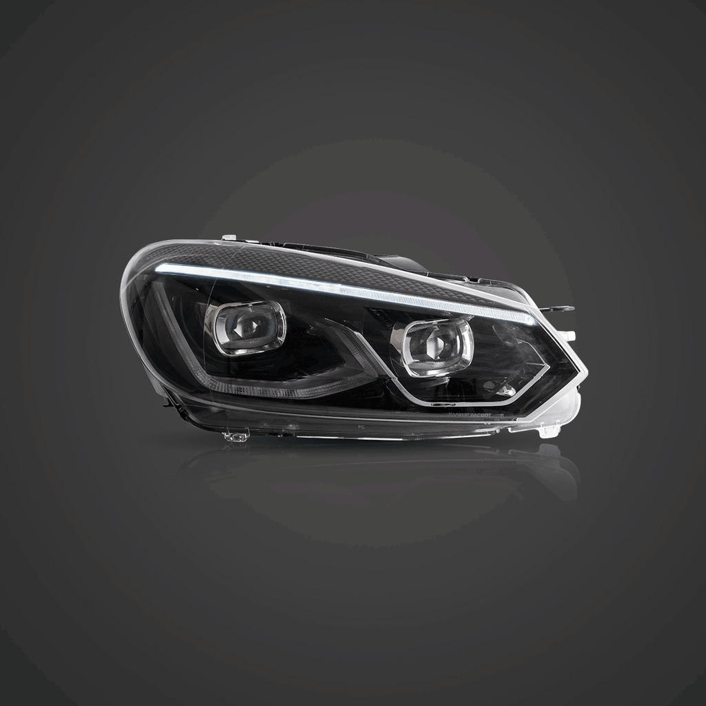 08-14 Volkswagen Golf Mk6 Vland LED Dual Beam Projector HeadLights Bla –  VLAND™ Professional sales of car headlights and taillights