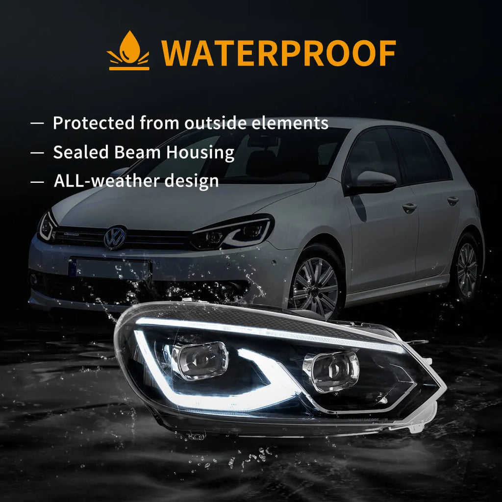 08-14 Volkswagen Golf Mk6 Vland LED Dual Beam Projector HeadLights Bla –  VLAND™ Professional sales of car headlights and taillights