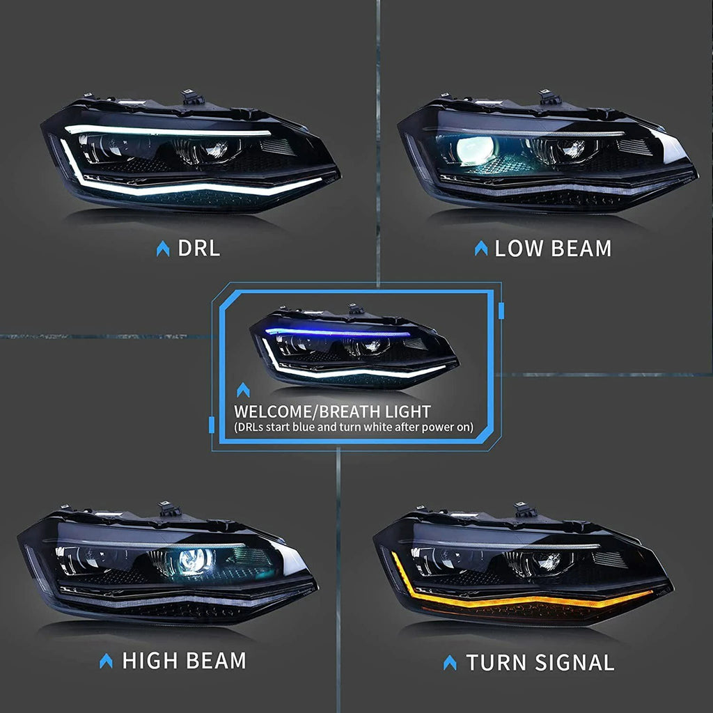 VLAND Headlight for Polo MK6 2017-2021 with Sequential Turn Signal