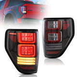 Vland Carlamp Voll-LED-Rückleuchten für Ford F150 2009–2014 mit bernsteinfarbenem sequentiellem/rotem Blinker