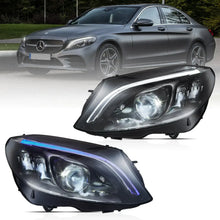 Carica l&#39;immagine nel visualizzatore di Gallery, Vland 15-21 Mercedes-Benz C-Class (W205) LED Matrix Upgraded Headlights With Blue DRL