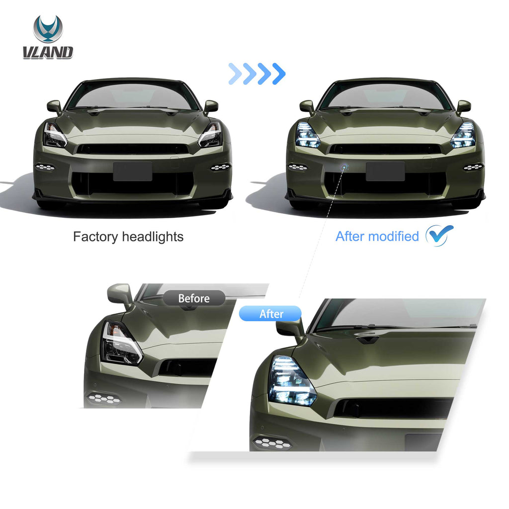 Vland 2008-2023 Nissan GT-R R35 LED Projector Headlights