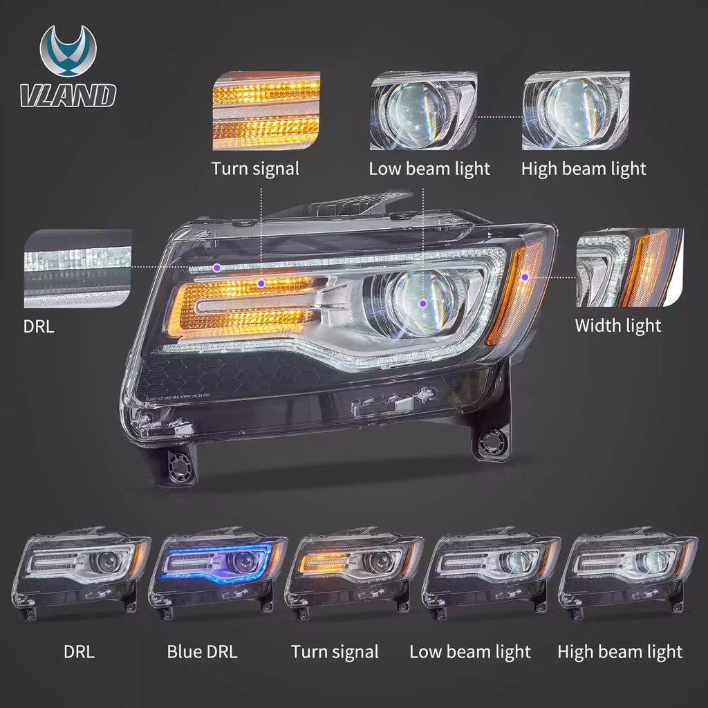 CHUSYYRAY LED Headlight & Fog Light Combo Kit For Jeep Grand Cherokee 2011-2013 – 6000K, 144W, IP68