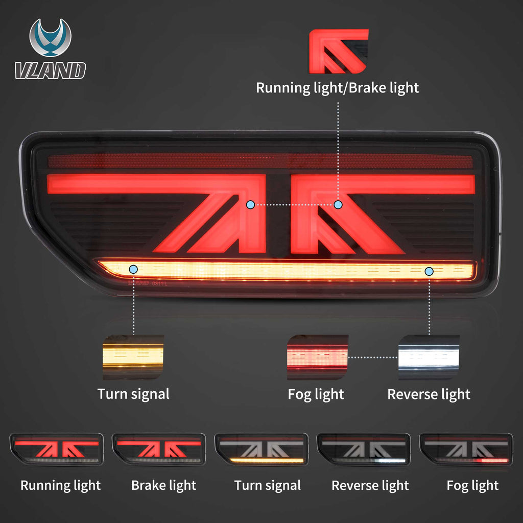 Vland 2018-2023 Suzuki Jimny Full LED Tail Lights With Amber Turn Signals