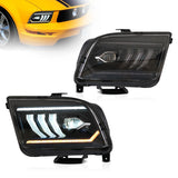 05-09 Ford Mustang 5th Gen (S-197 I) Pre-Facelift Vland LED Dual Beam Projector Headlights Black