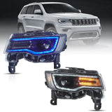 14-22 Jeep Grand Cherokee (WK2) Vland Headlights Full LED With Startup Animation/ Blue DRL