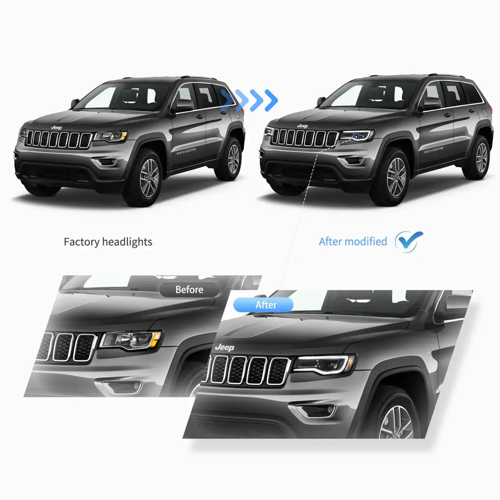 14-22 Jeep Grand Cherokee (WK2) Vland Headlights Full LED With Startup Animation/ Blue DRL