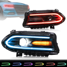 Carica l&#39;immagine nel visualizzatore di Gallery, Vland-Headlights-For-15-23-Dodge-Charger-RGB-Style-YAA-XCHR-2033-2P41A-7C_1