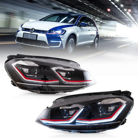 18-21 Volkswagen Golf MK7.5 Vland Projector Headlights Black [E-mark]