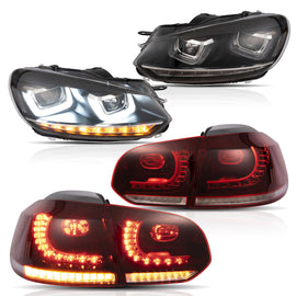 Vland Headlights & Tail Lights For 2008-2013 Golf MK6 LED set [E-mark] W/ sequential