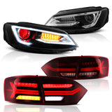 Vland Headlights & Tail Lights For 2011-2014 VW Jetta MK6 [E-mark] - With Demon Eyes / Red