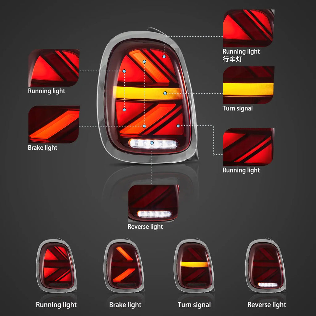 10–16 Mini Countryman R60 Vland Voll-LED-Upgrade-Rückleuchten mit Start-up-Animationseffekt 