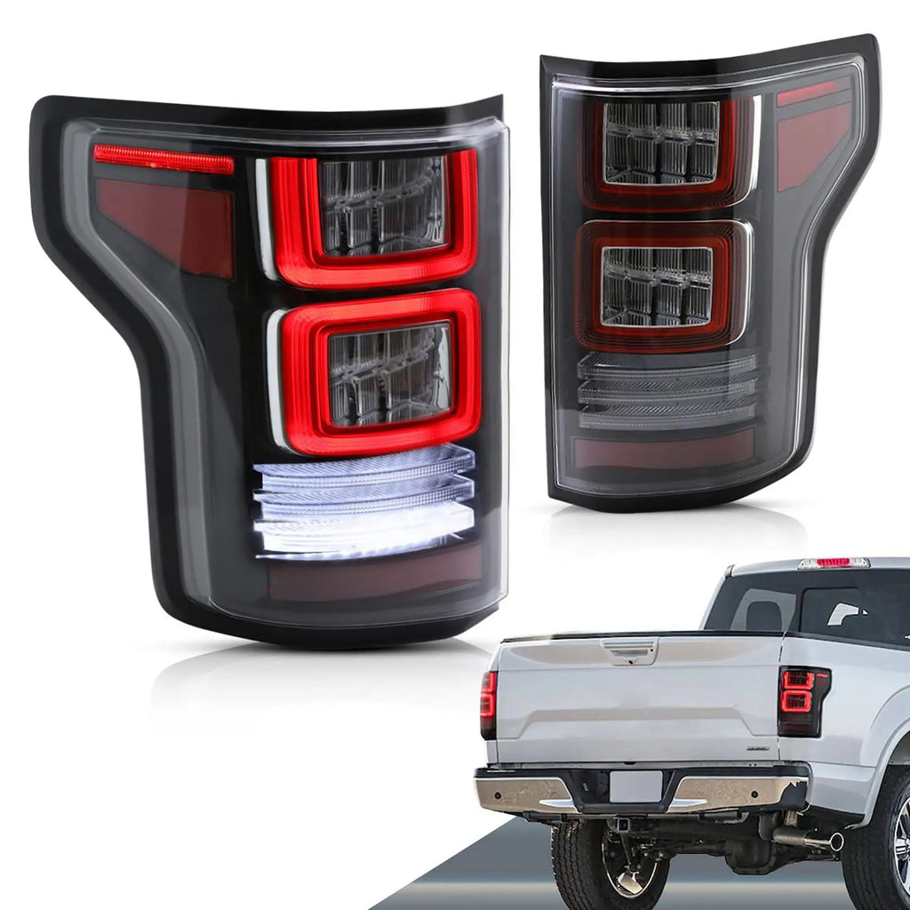 VLAND Smoked LED Tail Lights For Ford F-150 (2015-2020) – Sequential Turn Signals & Startup Animation