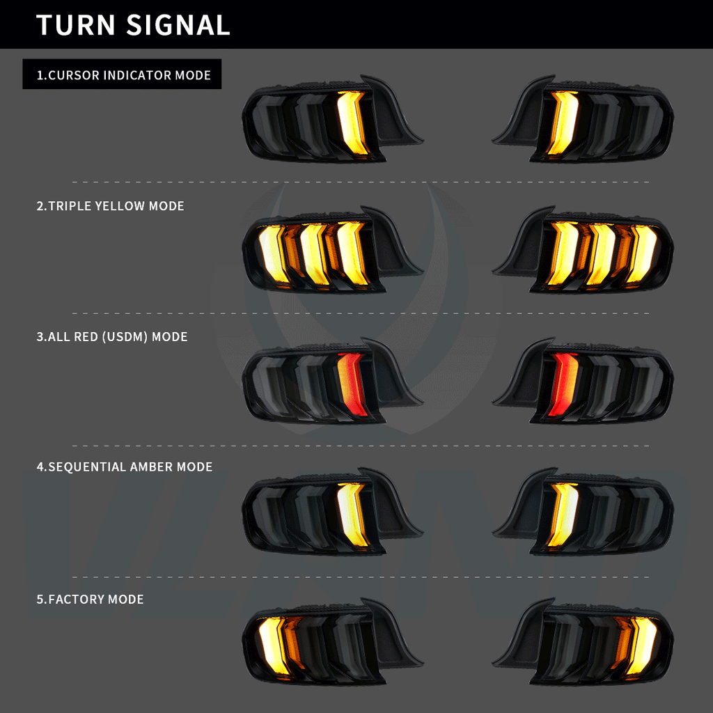 15-23 Ford Mustang 6th Gen (S550) Vland LED Tail Lights with 5 modes S –  VLAND™ Professional sales of car headlights and taillights