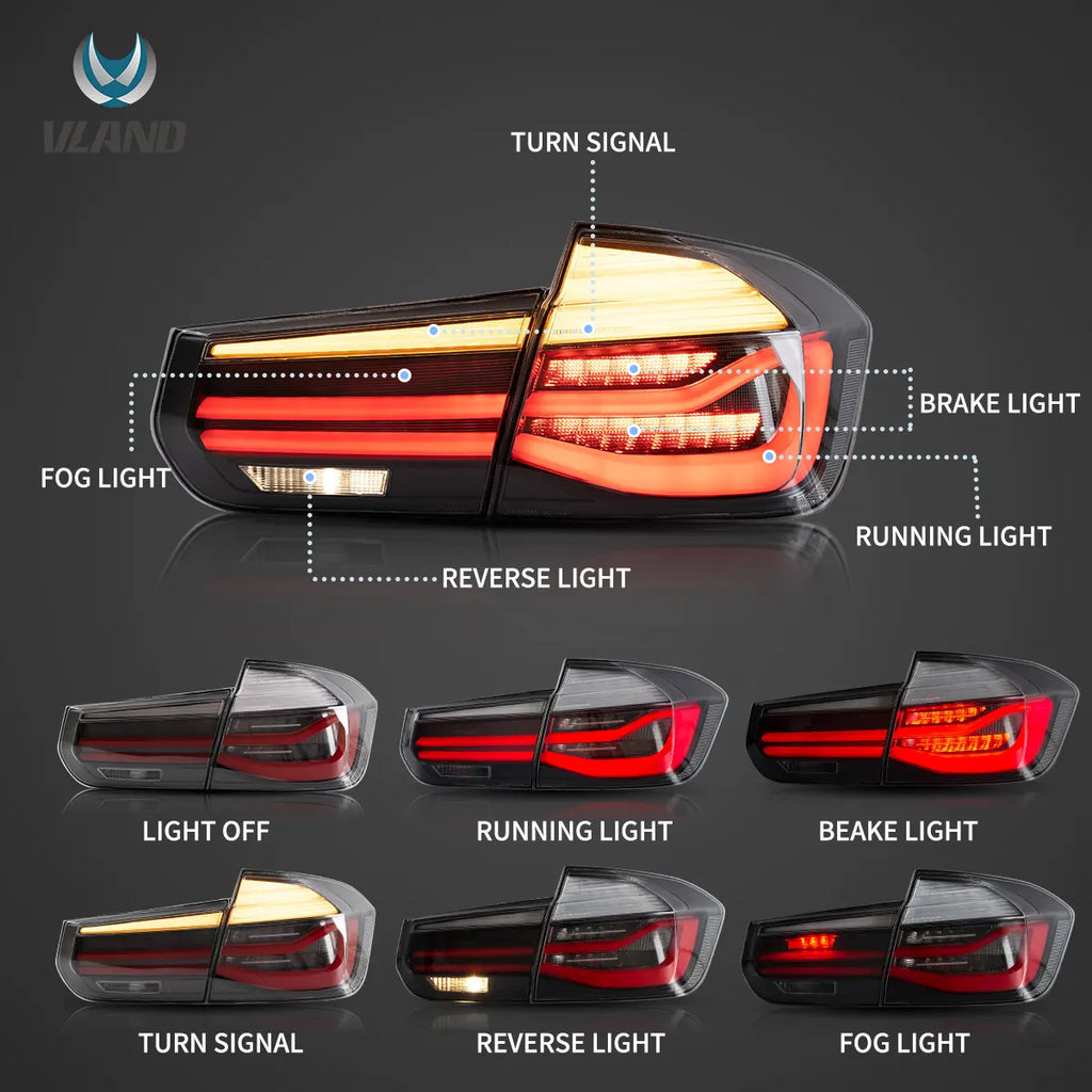 2012-2018 BMW F30 F80 M3 3-Series Vland LED Tail Lights With 2012-2018 BMW F30 F80 M3 3-Series Vland LED Tail Lights With