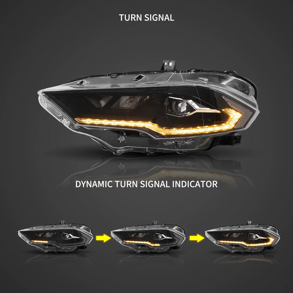 18-22 Ford Mustang 6th Gen Facelifted Vland (Ⅱ) LED Dual Beam Projector HeadLights Black
