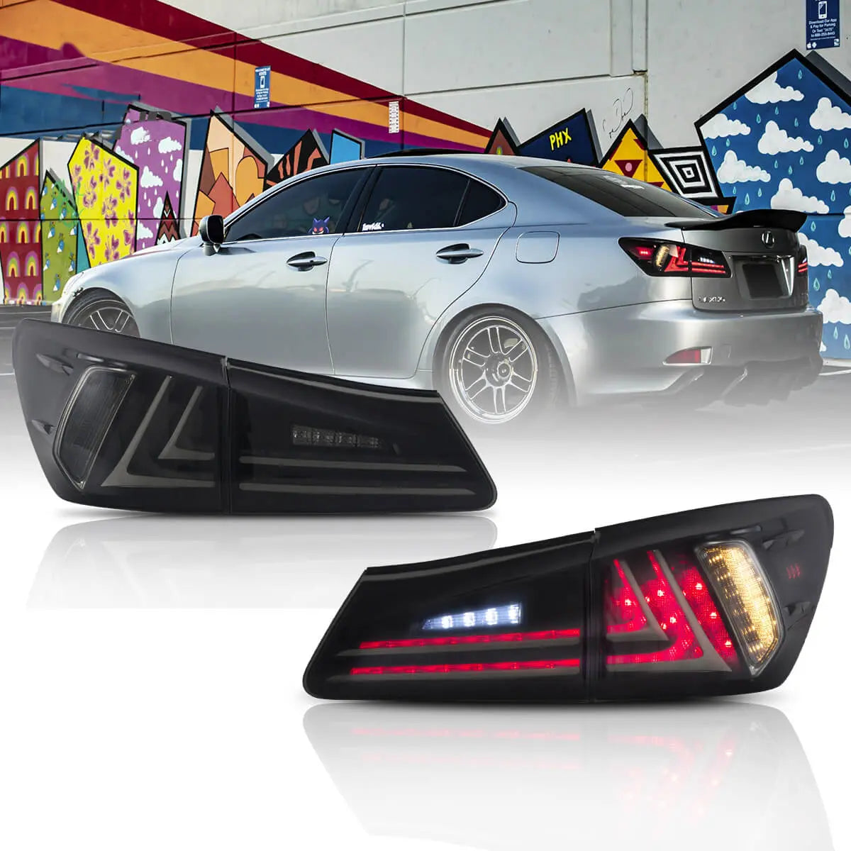 Vland Carlamp LED Tail Lights For Lexus 2006-2012 IS250 IS350 ISF Red ...