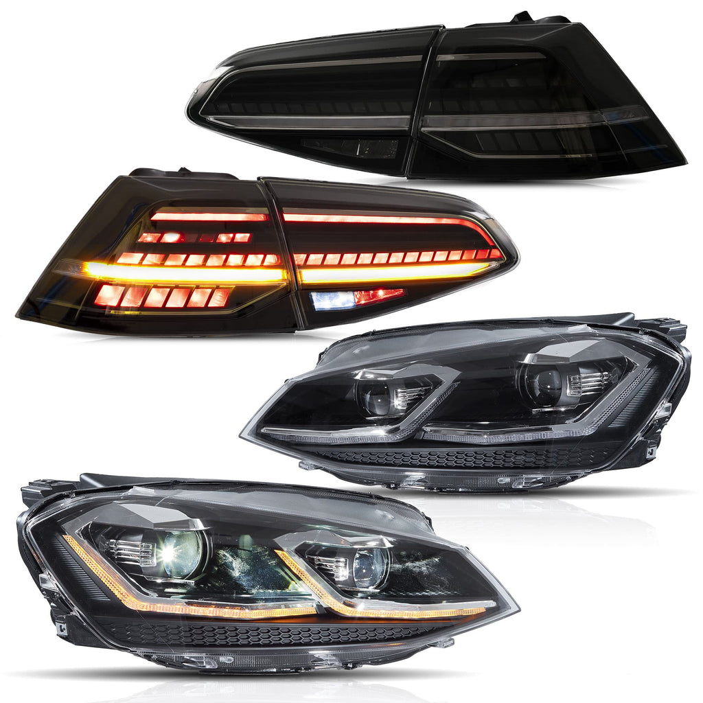 Vland Headlights & Tail Lights For 2012-2016 Golf MK7 Full LED [E-mark]