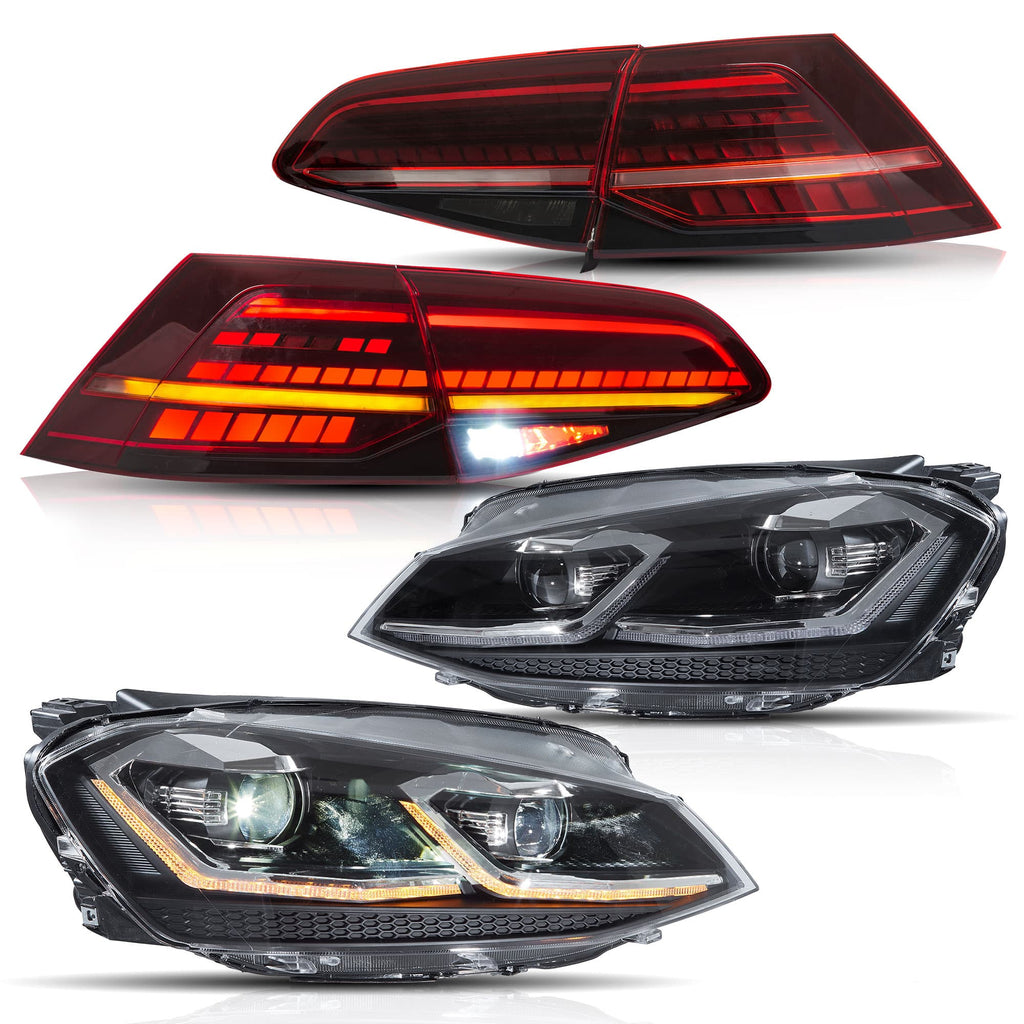 Vland Headlights & Tail Lights For 2012-2016 Golf MK7 Full LED [E-mark]