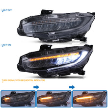 Carica l&#39;immagine nel visualizzatore di Gallery, Headlight Assemblies Compatible with 16 17 18 2019 Civic Headlamps Black Housing Clear Lens