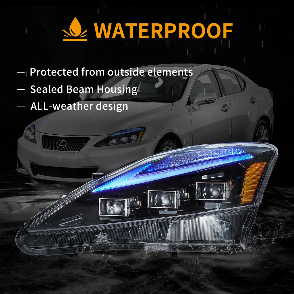 06-12 Lexus IS250/IS250C/IS350/IS220d & 08-14 ISF(XE20) Vland Matrix Projector Headlights With Blue DRL