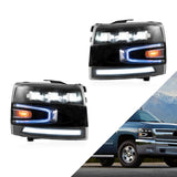VLAND Projector LED Headlights Fit For 2007-2014 Silverado 1500 2500 HD 3500 HD